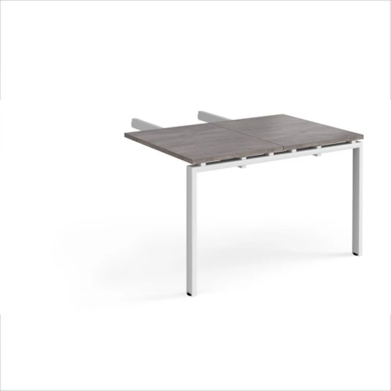 Image of Adapt Adapt add on unit double return desk 800mm x 1200mm - white frame, grey oak top ER812-AB-WH-GO