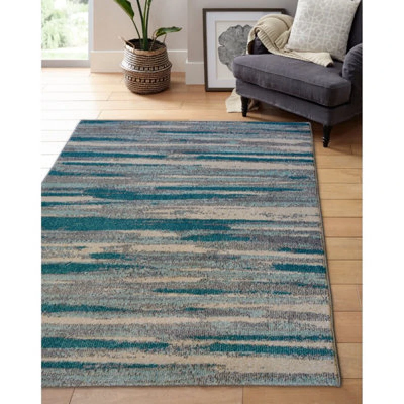 Image of Melrose Chateau Watercoloured Duckegg Indoor Area Rug - 120X170Cm