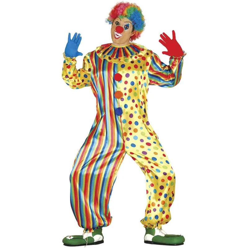 Image of Fiestas Guirca Fancy Dress Adult Multi Onesie Clown Size: XL Multicolor Unisex XL