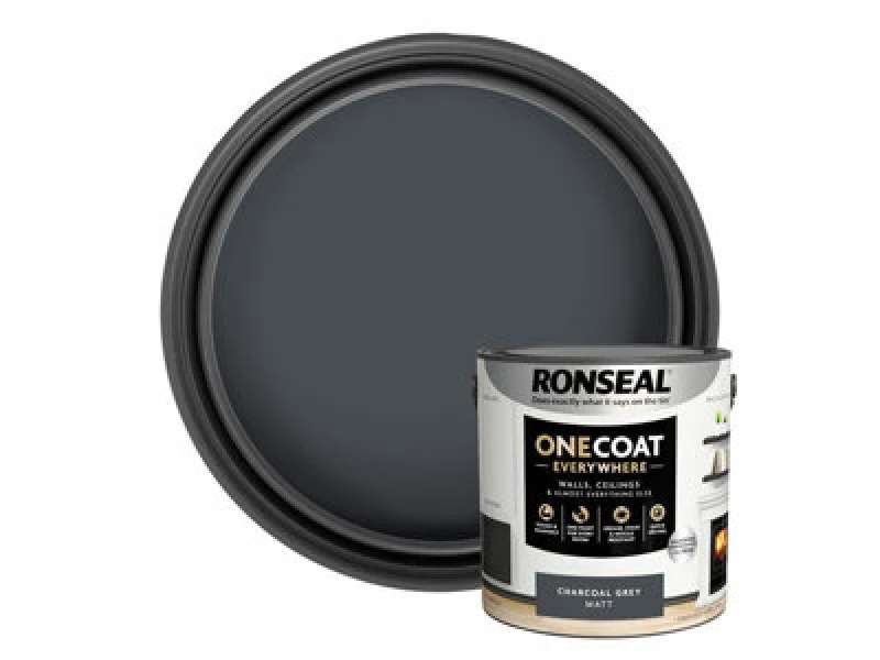 Image of Ronseal One Coat Everywhere Multi Surface Matt Paint Charcoal Grey - 2.5L Grey
