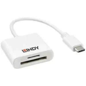 Image of LINDY 43185 External memory card reader microSD, SD, USB-C USB 3.2 (Gen 1) White