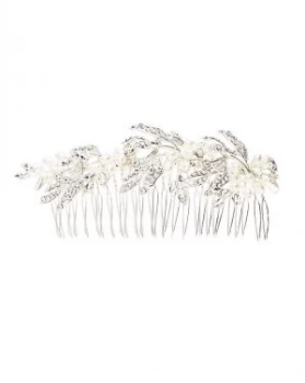 Image of Jon Richard Silver Leaf Pearl Hair Comb