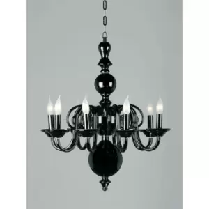 Image of Impex Salas Glass Black 8 Arm Chandelier