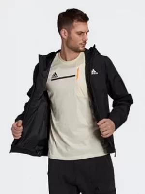 Image of adidas Bsc 3-stripes Rain.rdy Jacket, Black, Size S, Men