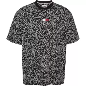 Image of Tommy Jeans Tjm Skater Aop Badge Tee - Black