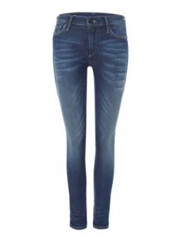 Image of True Religion Halle mid rise super skinny stretch in blue denim Denim Dark Wash