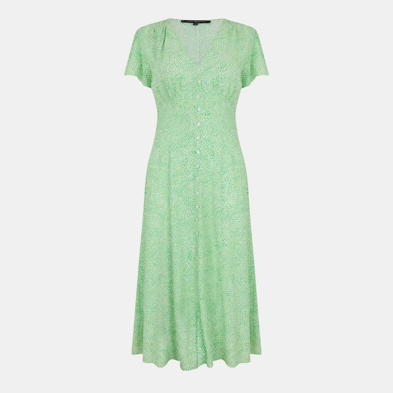 Image of French Connection Womens Bernice Tea Dress Minted Green female 8 (XS)