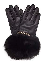 Image of Dune Isabel' Faux-Fur Trim Gloves - S to M - black