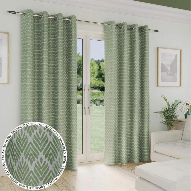 Image of Enhanced Living Aspen Green Patterned Room Darkening Curtains Pair Green unisex 90x72