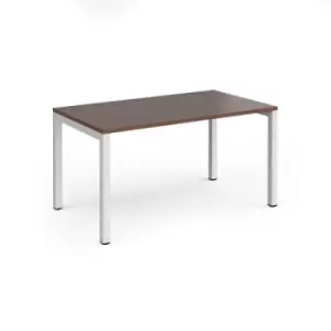 Image of Bench Desk Single Person Starter Rectangular Desk 1400mm Walnut Tops With White Frames 800mm Depth Connex