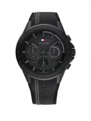 Image of Tommy Hilfiger Black Ip Case And Black Silicone Strap Watch