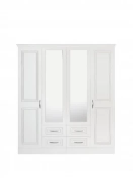 Image of Consort Dorchester 4-Door 4-Drawer Mirrored Wardrobe