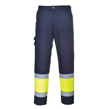 Image of Portwest Hi Vis Two Tone Combat Trousers Yellow / Navy Small 32"