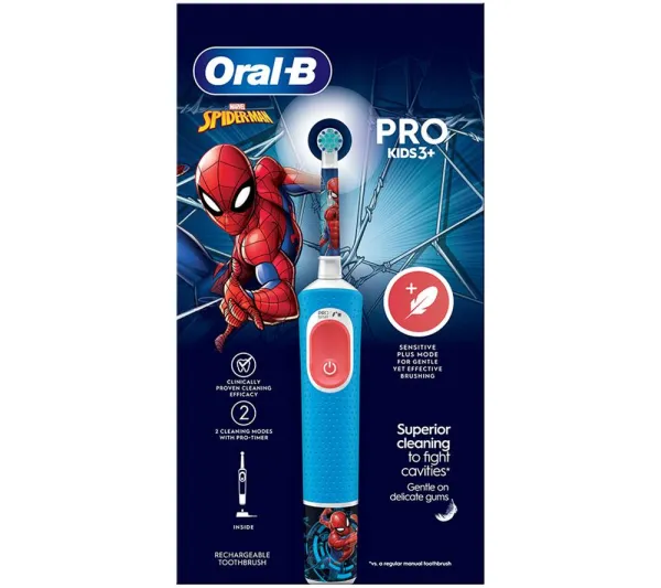 Image of Oral B Vitality VM6TW Pro Spiderman Kids Extra Soft Electric Toothbrush