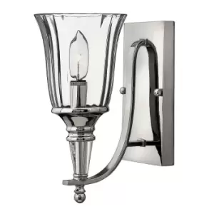 Image of Wall Light Solid Crystal Centre Column Finials Sterling LED E14 60W Bulb