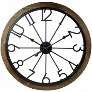 Image of Wooden Trim & Metal Numbers Clock 68cm