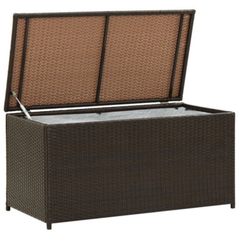 Image of vidaXL Garden Storage Box Poly Rattan Brown 100cm Chest Blanket Box Bench