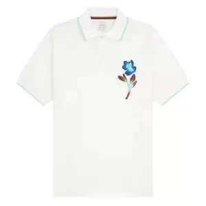 Image of PAUL SMITH Embroidered Flower Polo Shirt - White
