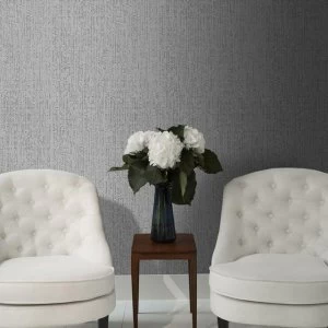 Image of Superfresco Matrix Charcoal Grey Textured Plain Wallpaper - One size - black