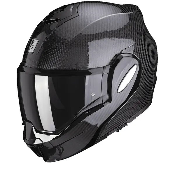Image of Scorpion Exo-Tech Evo Carbon Solid Black Modular Helmet Size M