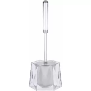 Image of Clear Toilet Roll Holders Free Standing Acrylic Brush Holder Hexagon Toilet Brushes And Holders Sets Diamante Detailed Freestanding Toilet Roll