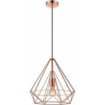Image of Spring Lighting - 1 Light Wire Small Ceiling Pendant Copper, E27