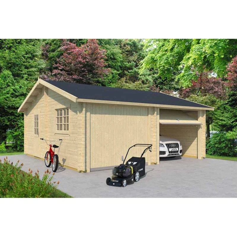 Image of Lasita Maja Ltd Falkland +2x door Hormann-Log Cabin - L635xW628.6xH313.5cm in Brown Brown Unisex