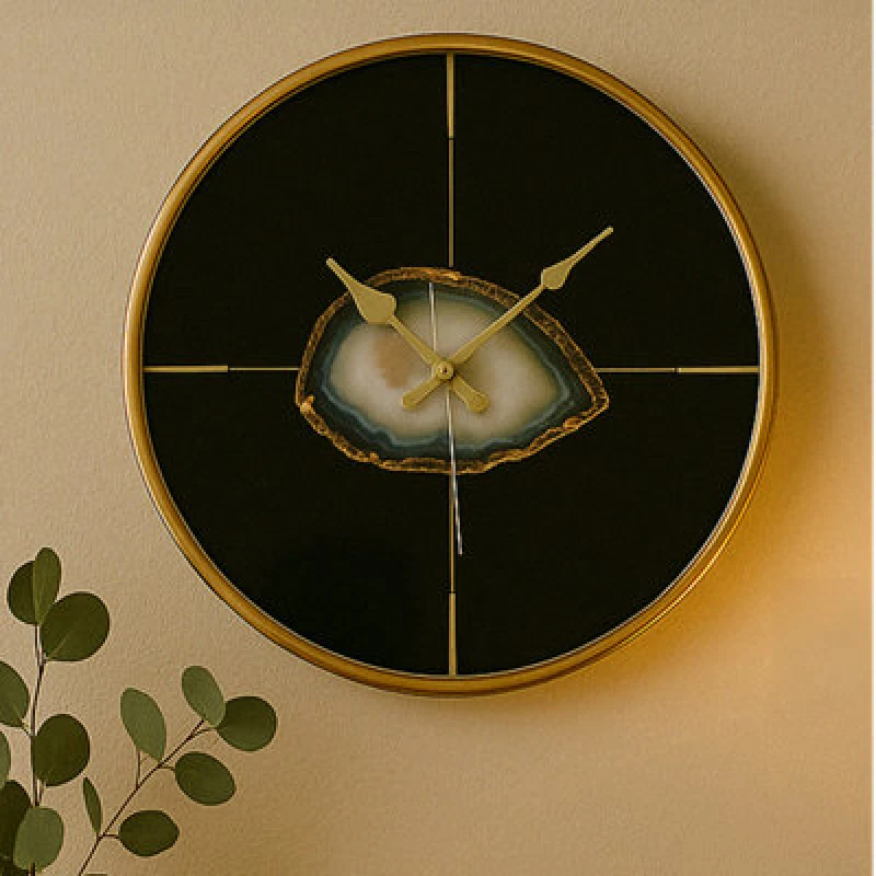 Image of Orsina Celina Black And Gold Round Wall Clock