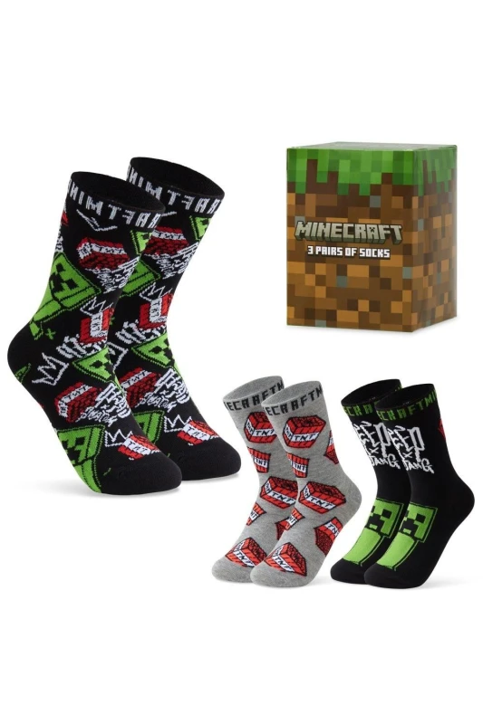Image of Minecraft Socks 3 Pack Multi unisex