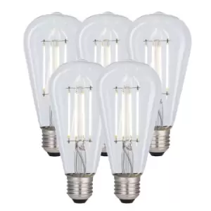 Image of 8 Watts ST64 E27 LED Bulb Clear Cool White Dimmable, Pack of 5