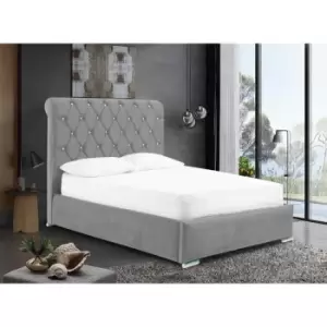 Image of Meripa Bed Super King Plush Velvet Silver