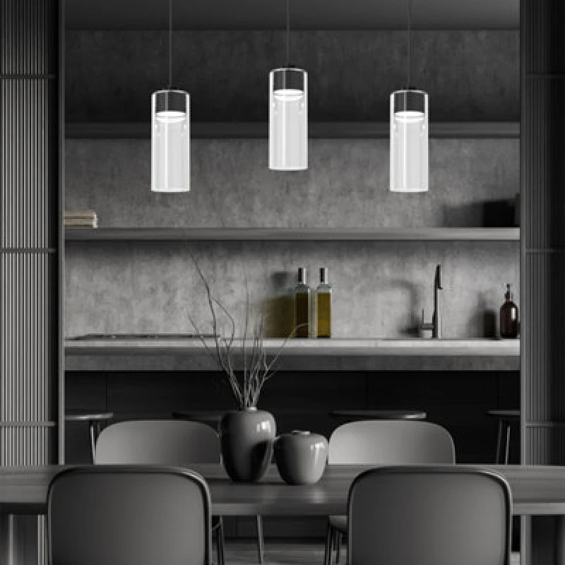 Image of Milagro Clarissa Designer Pendant Lamp Hand Made From Matt Black Metal And Elegant Glass Shades