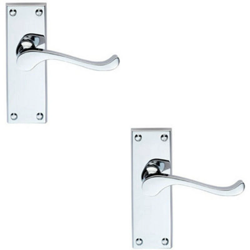 Image of Loops 2x PAIR Victorian Scroll Handle on Latch Backplate 120 x 41mm Polished Chrome Multi