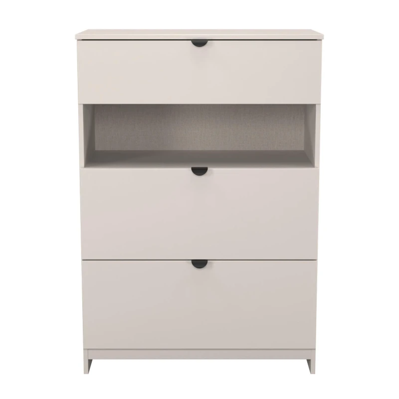 Image of Welcome Furniture Solomon 3 Drawer Open Shelf Deep Chest Chest of Drawers Regular Beige 42235290390