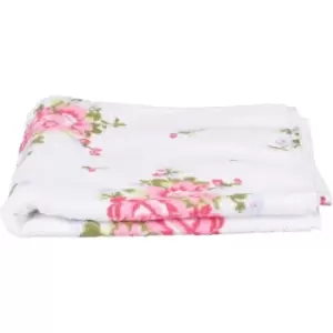 Image of HOMESCAPES Floral Printed White Bath Sheet 100% Cotton - White