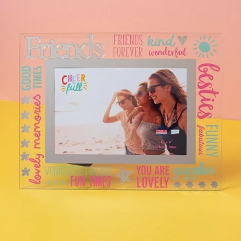 Image of 6" x 4" Cheerful Glass Photo Frame - Friends