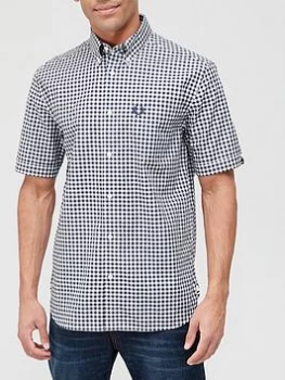 Image of Fred Perry Gingham Short Sleeve Shirt - Blue Size S, Men