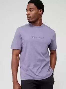 Image of Calvin Klein Comfort Debossed Logo T-Shirt - Purple Size M Men