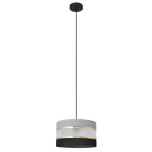 Image of Helen Cylindrical Pendant Ceiling Light Black, Gold, Grey 25cm