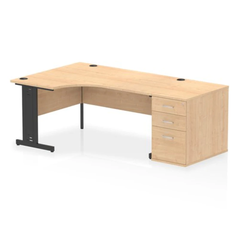 Image of Dynamic Impulse W1600 x D1200 x H730mm Left Hand Crescent Desk Cable EXR45919DY