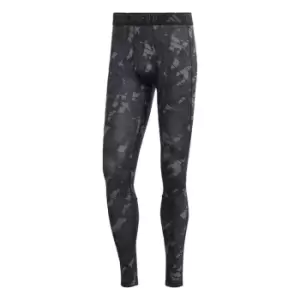 Image of adidas Techfit Allover Print Training Tights Mens - Black
