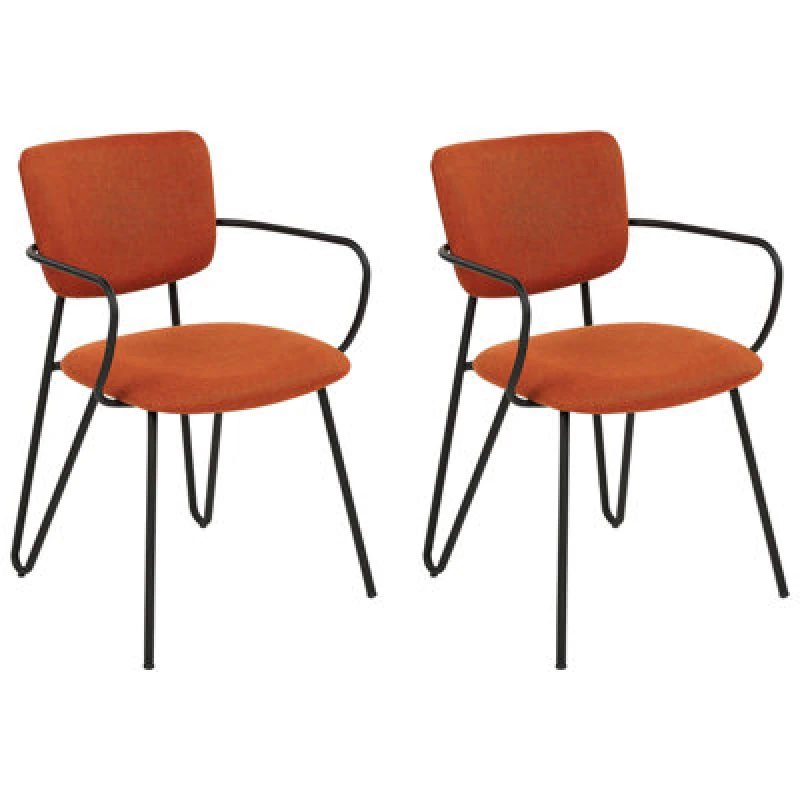 Image of Beliani Set Of 2 Dining Chairs Elko Orange
