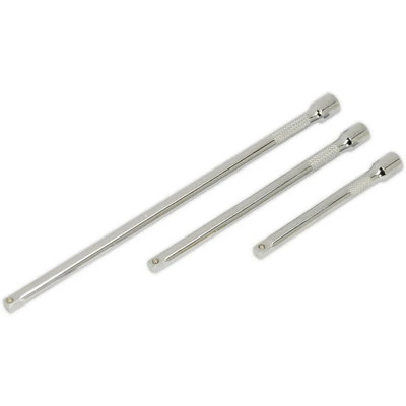 Image of Loops 3 Piece Knurled Extension Bar Set - 1/4" Sq Drive - Spring-Ball Socket Retainer Multi