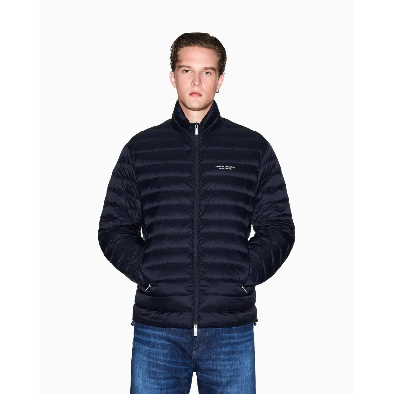 Image of Armani Exchange Mens Down Medium Puffer Jacket Deep Navy male S