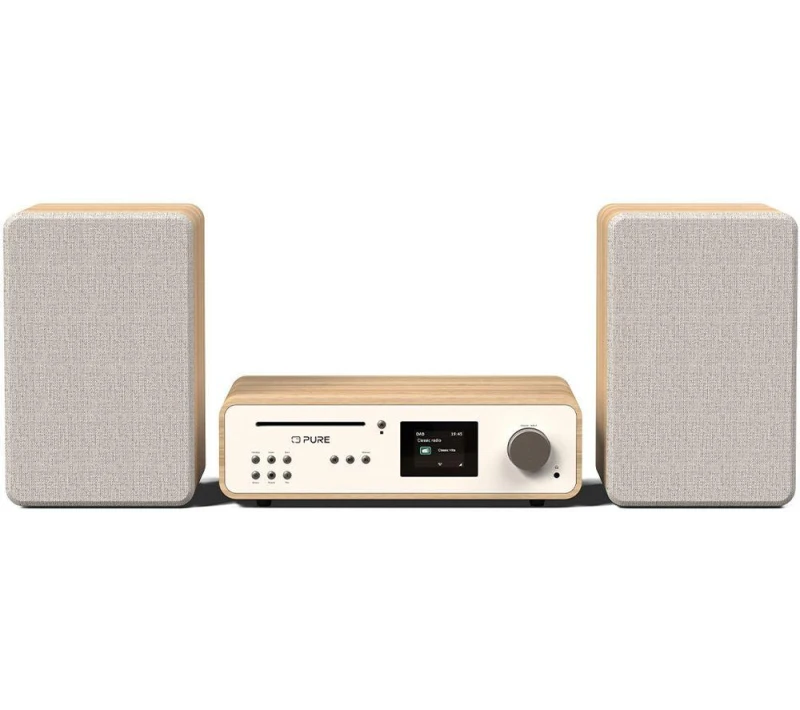 Image of PURE Classic Stereo Traditional Hi-Fi System - Cotton White & Oak, Brown,White 759454301293