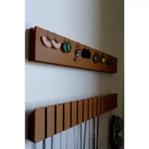 Image of Bijoox Handmade Solid Wood Jewelry Stand, Accessories Holder, Minimalist Wood Organizer Wall Mountable Shelf - Medium - Medium - Decorotika