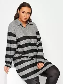 Image of Yours Soft Touch Collared Stripe Dress - Natural, Size 18, Women