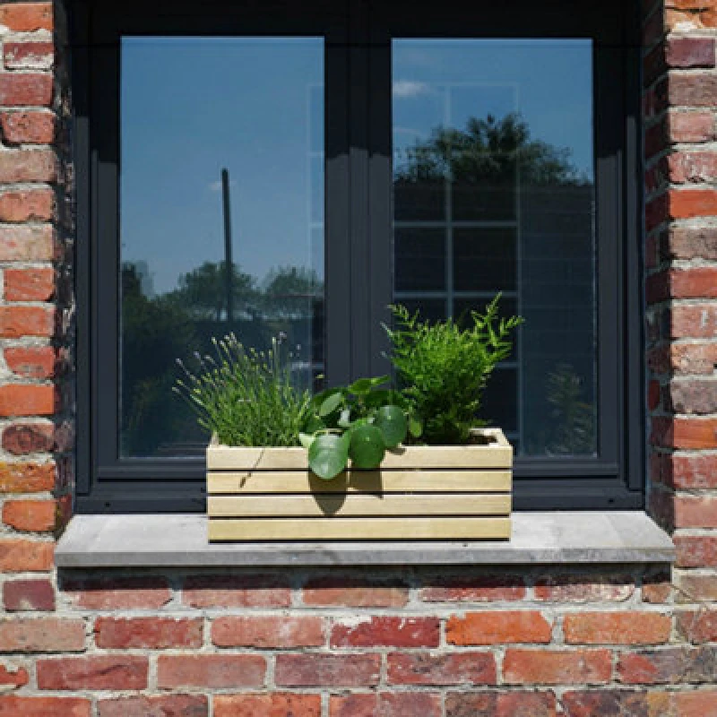 Image of Cerland Horizon Contemporary Wooden Window Box Planter - W59Cm X H19Cm X D19Cm - Pressure Treated