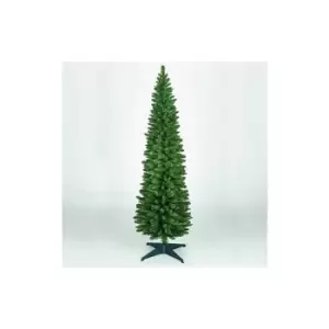 Image of Snowtime - Wrapped Pencil Pine Christmas Tree - Green - 7ft - 210cm - Green