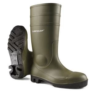 Image of Dunlop Protomaster Safety Wellington Boot Steel Toe PVC 6.5 Green Ref